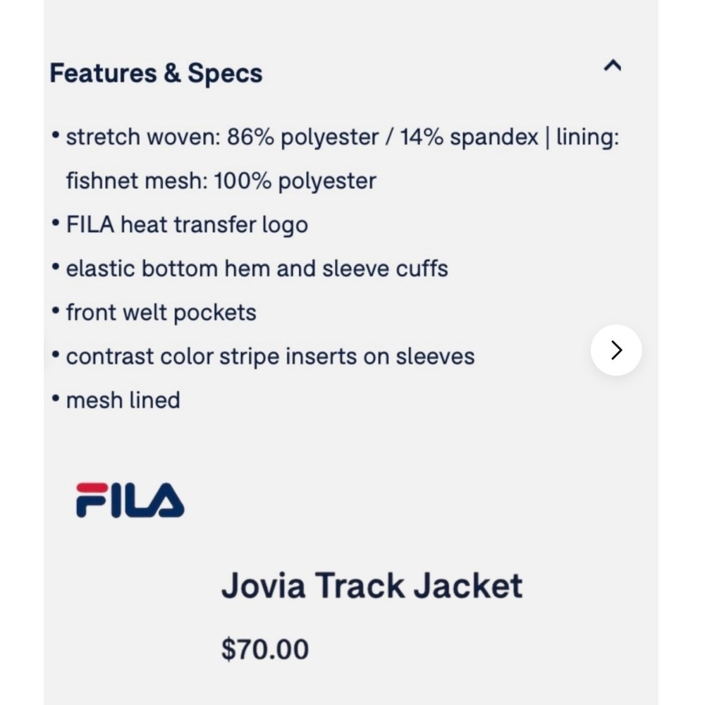 Fila Jovia Track Jacket Womens Plus Size 1X Blue White Full Zip Mesh Lined NWT - Picture 3 of 5